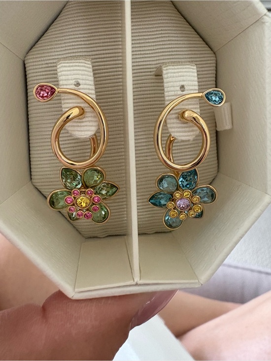 Swarovski Jewelry - Swarovski Idyllia drop earrings asymmetrical design with multicolored crystals.